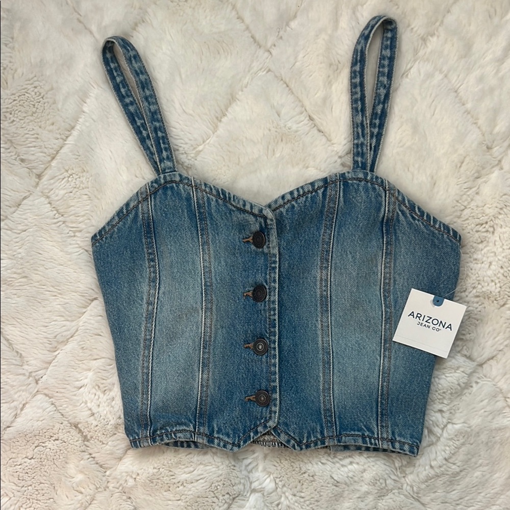 Arizona Jean Company Black and Blue Sleeveless Crop Tank